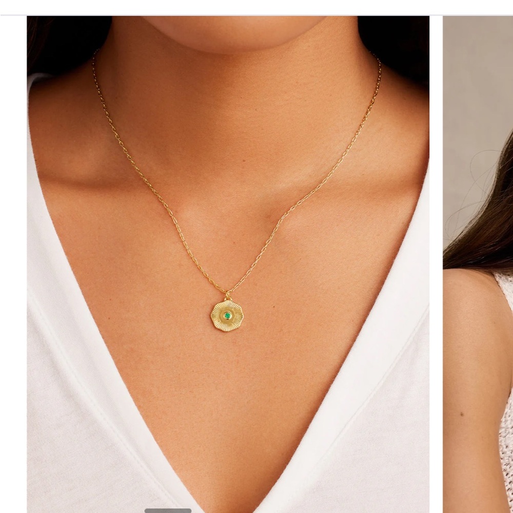 Gorjana Coin Birthstone Pendant Necklace-May birthstone